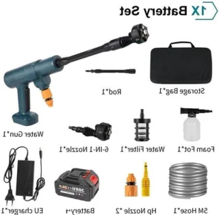 Elektrische Hogedruk Waterpistool - Hogedrukreiniger - Hogedrukspuit - Hogedruk Auto-Wasser - 200Bar - Brushless - 6-in-1 - 18V - Draadloze - 1 Batterij