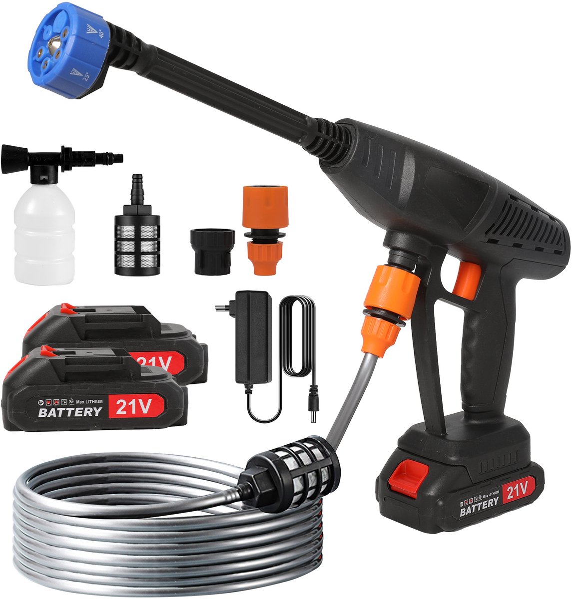 De Handheld 300W 30Bar Hogedrukreiniger Set met 2 Batterijen in één oogopslag