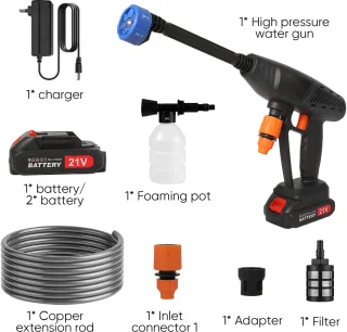 Handheld 300W 30Bar Hogedrukreiniger Set met 2 Batterijen