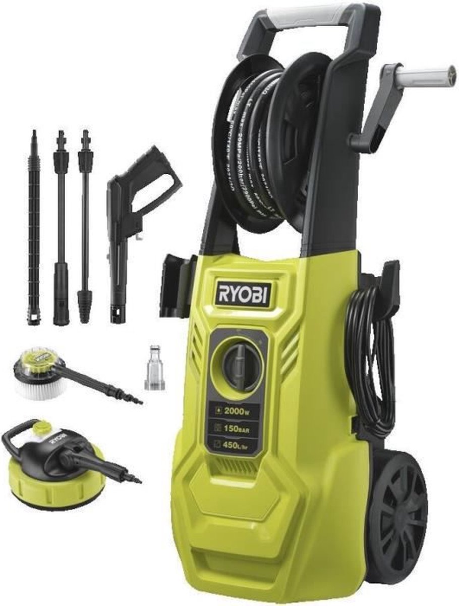 De Hoge Drukreiniger 2000W 150 Bar 450L Flexibel 8m Haspel in één oogopslag