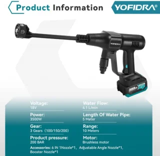 Hogedrukreiniger 6-in-1 waterspuitpistool voor Makita-batterij
