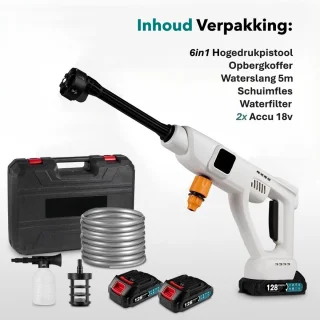 Hogedrukreiniger Accu 100Bar 2 Accu's Wit