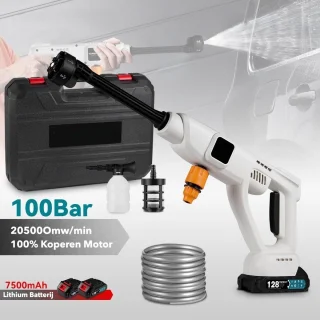 Hogedrukreiniger Accu 100Bar 2 Accu's Wit