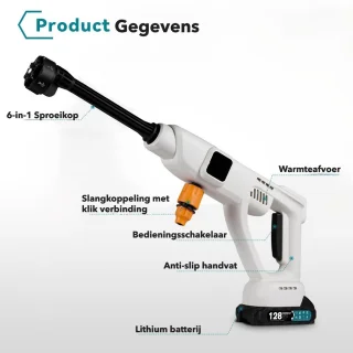 Hogedrukreiniger Accu 100Bar 2 Accu's Wit