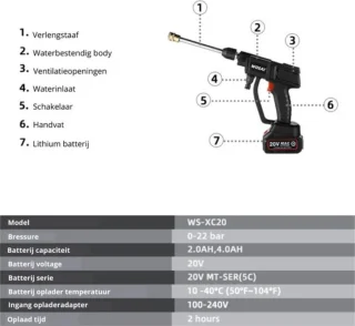 Hogedrukreiniger Accu Draadloos