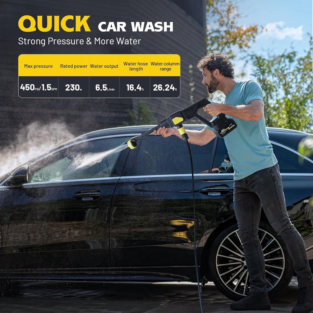 Wat vinden we goed aan de Hogedrukreiniger Auto Zwart Geel