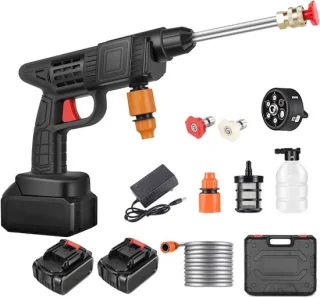 Hogedrukreiniger Max 90 Bar Draagbare Mobiele Hogedrukreiniger met 2 x 6000 mAh accu