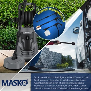 MASKO® hogedrukreiniger 2200W 165 bar met accessoires en haspel