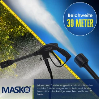 MASKO® hogedrukreiniger 2200W 165 bar met accessoires en haspel