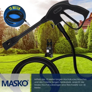 MASKO® hogedrukreiniger 2200W 165 bar met accessoires en haspel