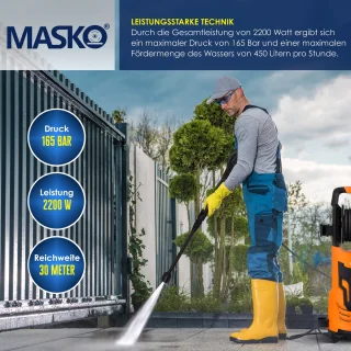 MASKO hogedrukreiniger 2200W met haspel en accessoires