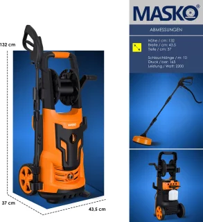MASKO hogedrukreiniger 2200W met haspel en accessoires