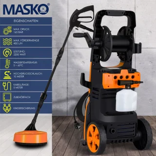 MASKO hogedrukreiniger 2200W met haspel en accessoires