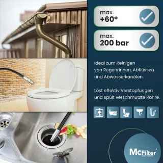 Mc. Filter Rioolslang 15m voor Hogedrukreiniger