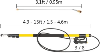 Mila Shop Hogedrukreiniger Telescopische Lans Verlengstuk 1,5-6m