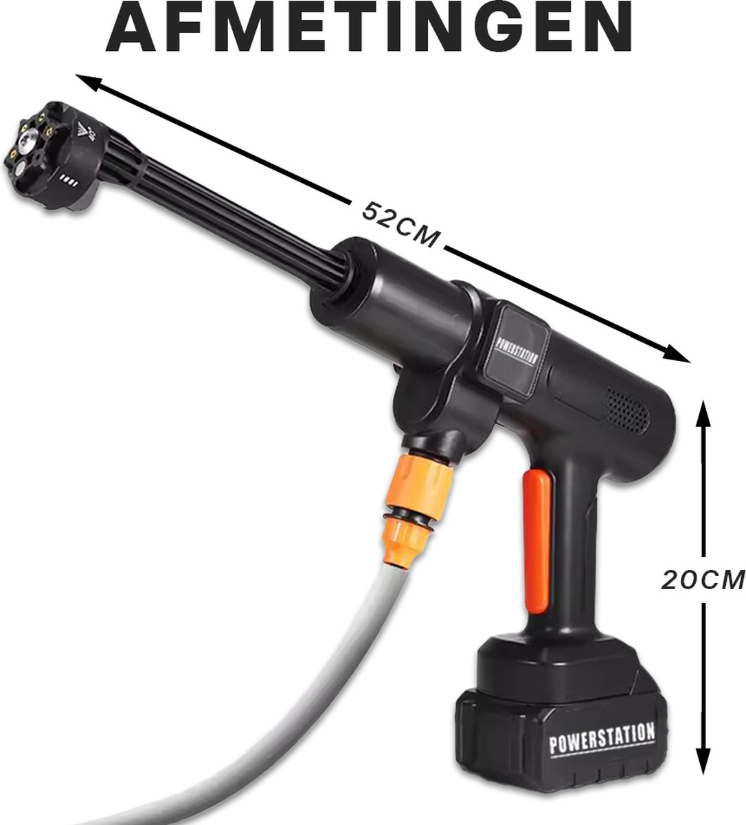 Mobiele 6-in-1 Accu Hogedrukreiniger 1 accu - Mobiel - Draadloos - Voor Auto en Tuin