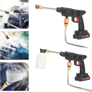 Mobiele hogedrukreiniger met accu's en accessoires