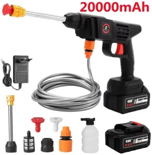 Mobiele hogedrukreiniger met accu's en accessoires