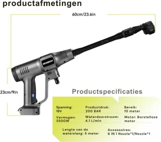 PolderGoods 6-in-1 Accu Hogedrukreiniger 2x18V