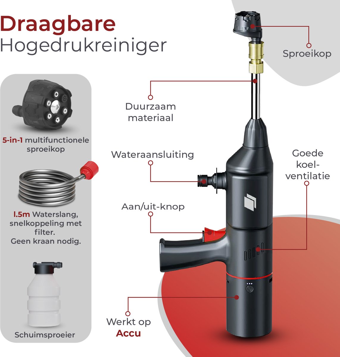 Wat vinden we goed aan de PowerSnap CPS-CW Draadloze Hogedrukspuit op Accu