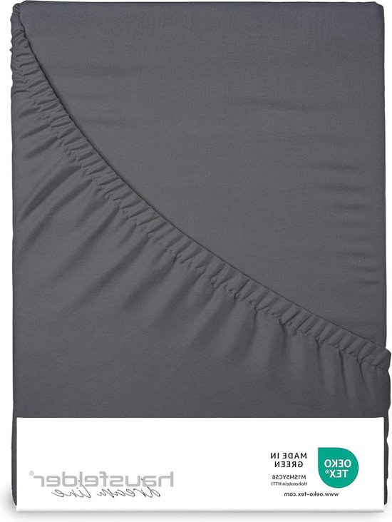 Premium Jersey Katoen Hoeslaken 140-160x200cm Antraciet-Zwart