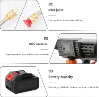 Professionele Hogedrukreiniger Set 35Bar 200W 24V 5 Batterijen