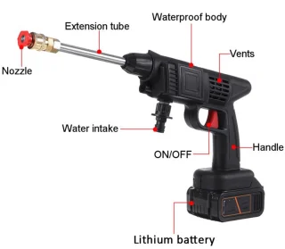 Professionele Hogedrukreiniger Set 35Bar 200W 24V 5 Batterijen