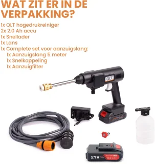 QLT Draadloze Hogedrukreiniger 2 accu's zwart