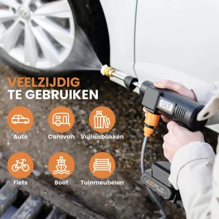 QLT Snoerloze Hogedrukreiniger Accu Zwart