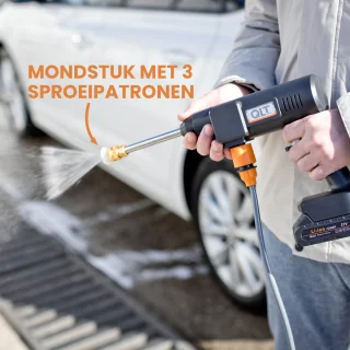 QLT Snoerloze Hogedrukreiniger Accu Zwart