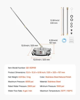 Terrasreiniger 32,5 cm RVS - Opzetstuk voor hogedrukreiniger