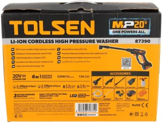 Tolsen Hogedrukreiniger Accu 20V 4.0 Ah Kit