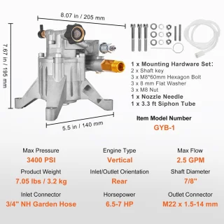 Universeel Hogedrukreiniger Vervangpomp - Verticale as 22 mm