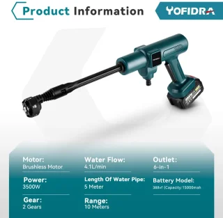 VirtuBuy Hogedrukreiniger 200BAR Draadloos 2 Batterijen