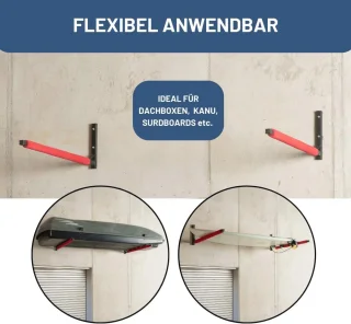 Wandhouder voor dakkoffers, kano's en surfplanken