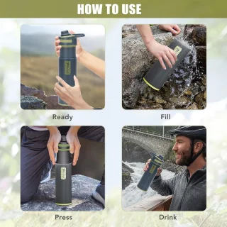 Waterfilter survival - donkergrijs - 800 ml