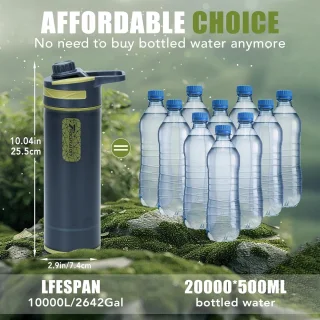 Waterfilter survival - donkergrijs - 800 ml