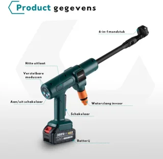 YOFIDA 6-in-1 Accu Hogedrukreiniger 18V 100bar