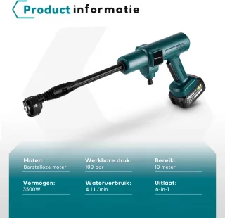 YOFIDA 6-in-1 Accu Hogedrukreiniger 18V 100bar