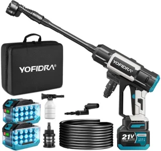 Yofidra draadloze hogedrukreiniger 90 bar met 2 accu's 6.0 ah, 450 l/u
