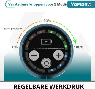 YOFRIDA Draadloze Hogedrukreiniger Accu Inclusief Batterij