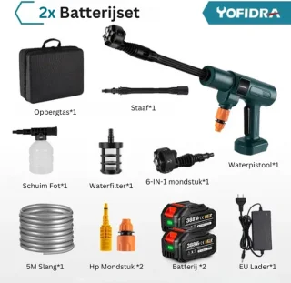 YOFRIDA Draadloze Hogedrukreiniger Accu Inclusief Batterij