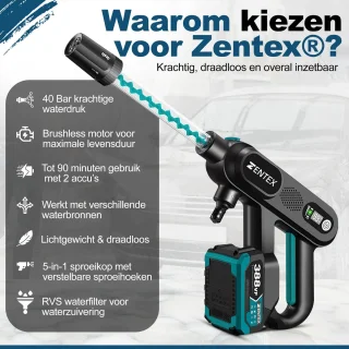 Zentex Hogedrukreiniger Draadloos Deluxe