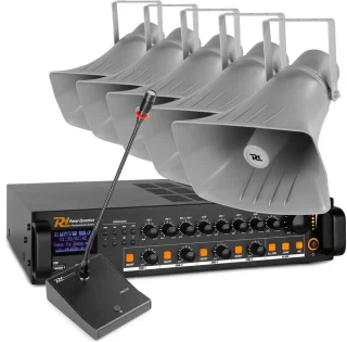 100V Bluetooth omroepinstallatie voor sportvelden, fabriekshallen, bruggen / sluizen, etc. - 200W - 4 zones per zone in volume regelbaar