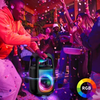 Rayofi 180W Bluetooth Speaker groot - 105dB Speakerbox - IPX5 muziekbox feestluidspeaker - voor tuin, kamperen, feestjes - zwart