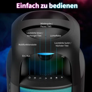 Rayofi 180W Bluetooth Speaker groot - 105dB Speakerbox - IPX5 muziekbox feestluidspeaker - voor tuin, kamperen, feestjes - zwart