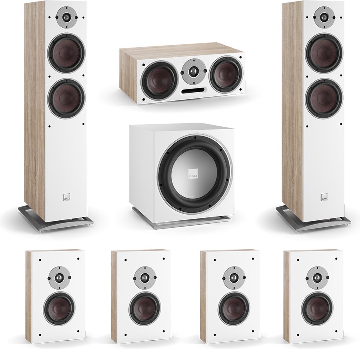 DALI Oberon 7 7.1 Surround Set Licht Eiken