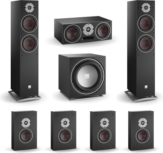 DALI Oberon 7 On-Wall 7.1 Surround Set Zwart