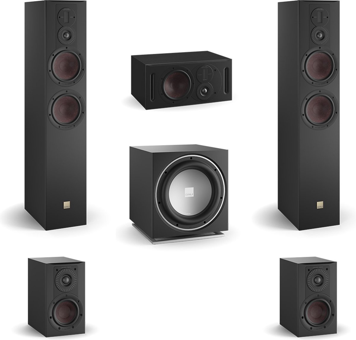 De DALI Opticon MK2 5.1 Surround Bundel Zwart in één oogopslag