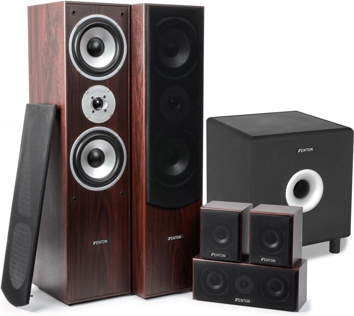 Fenton 5.1 Home Cinema Speakerset Walnoot 1300W